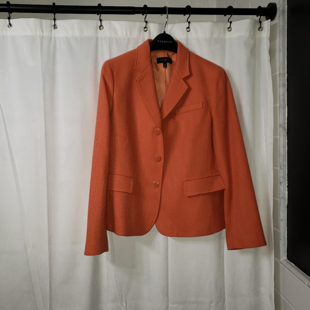 Talbots Tangerine Linen Blazer